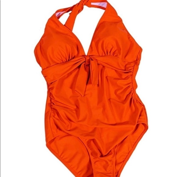 🎉HP🎉Rumi Como,Vibrant Orange,Halter Swimsuit,Beautiful,Excellent Condition,2XL - Picture 2 of 9